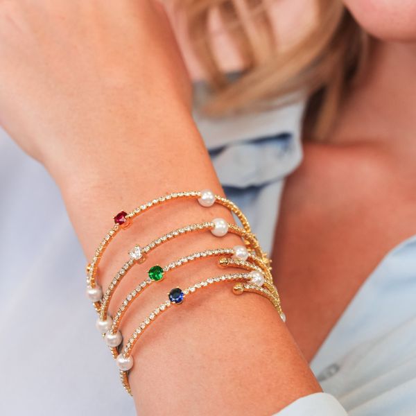 LES POULETTES BIJOUX – Bracciale Placcato Oro Con Perline E Piccole Perle, In Cofanetto Regalo