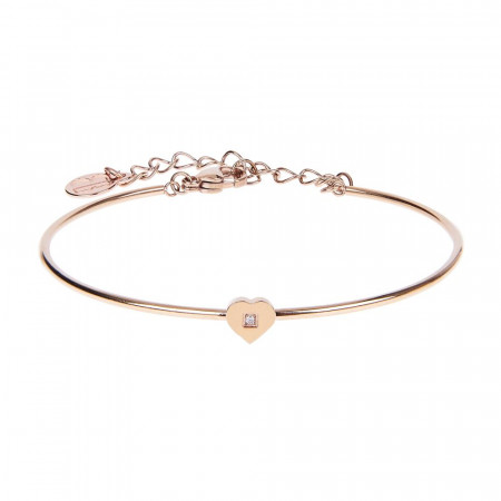 Bracciale semirigido color rosa con cuore e zircone incastonato