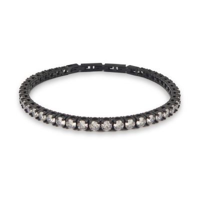 
Black tennis bracelet with white cubic zirconia