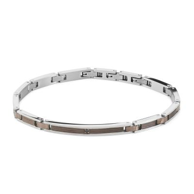 ABR719M Men's bracelet with dark brown bands