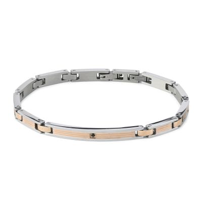 ABR719RS Men's Bracelet with Rose Gold Plated Bands