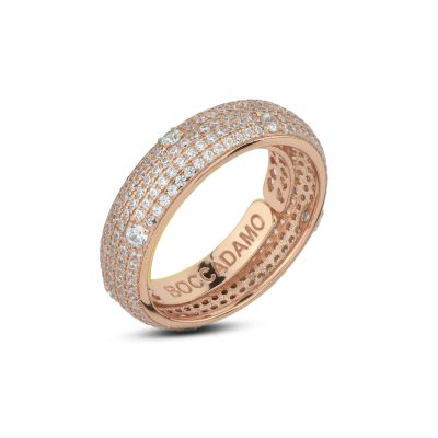 AN523RG Large rose gold plated ring with internal spring and central pav of zircons