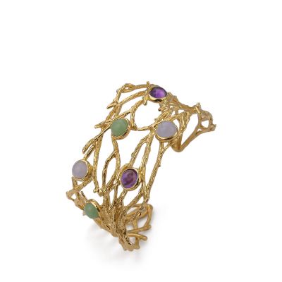 
Bracelet with amethyst cabochon, green aventurine and blue lace agate