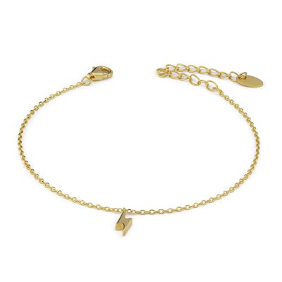 BR617D Yellow Gold Plated Lightning Bolt Pendant Bracelet