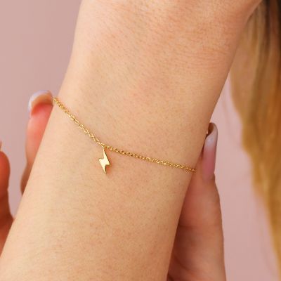 BR617D Yellow Gold Plated Lightning Bolt Pendant Bracelet