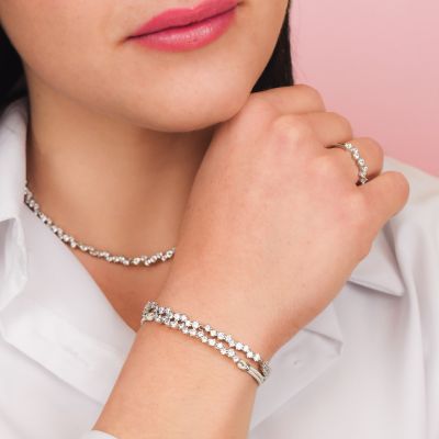 BR629 Bracciale rigido in argento con zirconi 