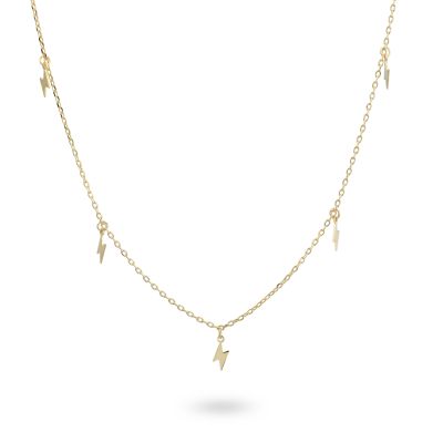 GR895D Yellow gold plated necklace with hanging lightning bolts