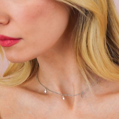 GR895 Necklace with hanging lightning bolts
