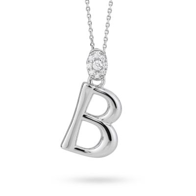 GR904B Pendant Letter B Necklace with Zirconia