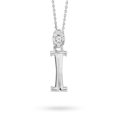 GR904I Necklace with letter I pendant and zirconia
