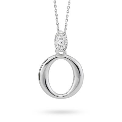 GR904O Letter O Pendant Necklace with Zirconia