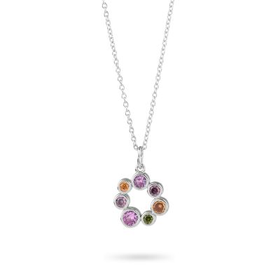 GR912 Collana in argento con pendente multicolor