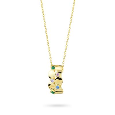 GR915D Collana in argento placcato oro giallo con fascia incrociata e zirconi incastonati 