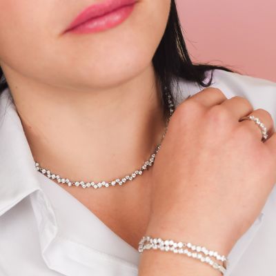 GR918 Girocollo in argento con zirconi bianchi