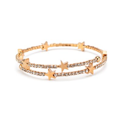 JJ/BR42 Rose Gold Plated Rigid Bracelet with Stars