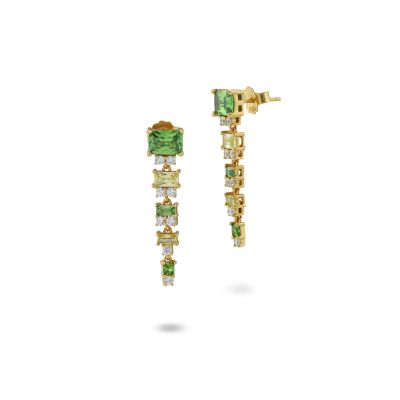 OR862D Yellow gold plated earrings with degraded zircon pendant