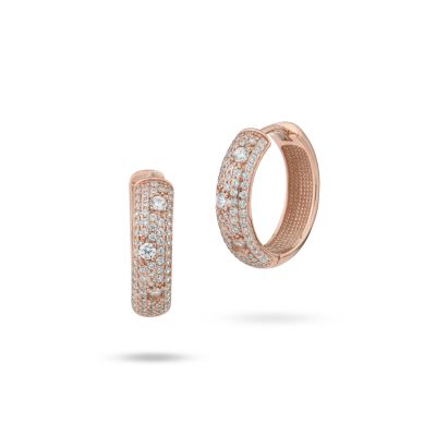 OR878RS Rose gold plated earrings with paved circle with zircons