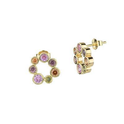 OR889D Orecchini in argento placcato oro giallo con pendente di cristalli multicolor