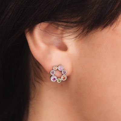 OR889 Orecchini in argento con pendente multicolor