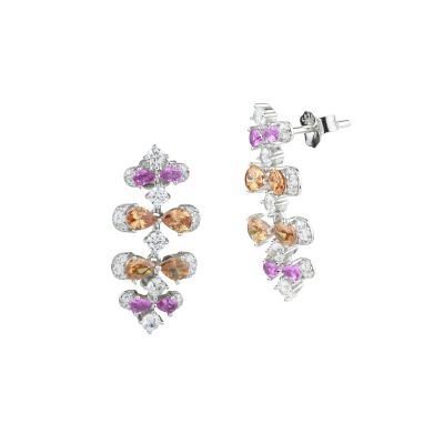 OR890 Orecchini in argento con fiocchi pendenti multicolor
