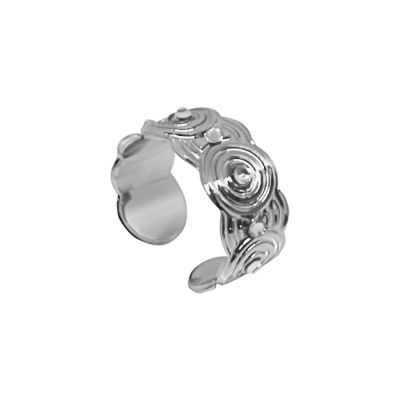 Anello a fascia rodiato con decori concentrici e Swarovski