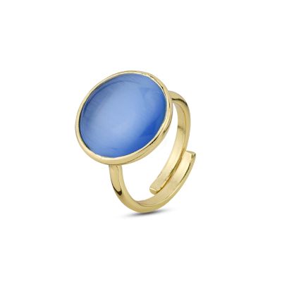 XAN217DB Anello placcato oro giallo con cristallo blu marino