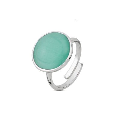 XAN217T Anello con cristallo verde acqua