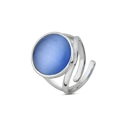 XAN218B Anello con cristallo celeste sorretto ad incrocio