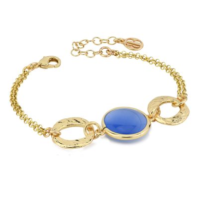 XB1034DB Bracciale placcato oro giallo con cristallo blu marino
