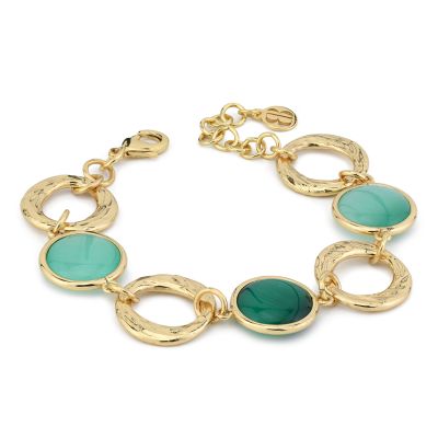 XB1035DT Bracciale placcato oro giallo con cristalli verde scuro e verde acqua