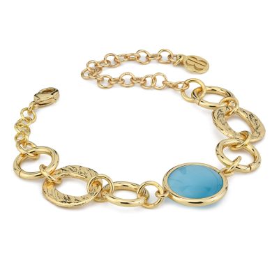 XB1037DA Bracciale placcato oro giallo con cristallo celeste
