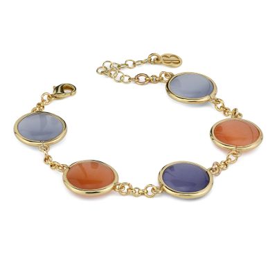 XB1038DF Bracciale placcato oro giallo con cristalli arancio scuro, viola scuro e grigio