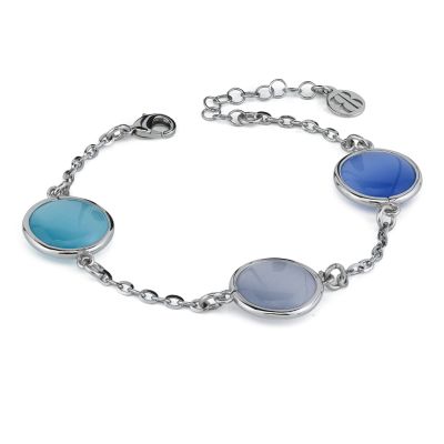 XB1039B Bracciale con cristalli celeste, grigio e viola scuro