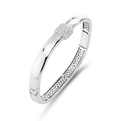 XB1046 Bracciale rigido con centrale quadrato di zirconi 