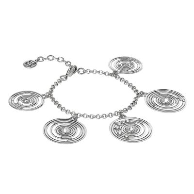 Bracciale rodiato con pendenti concentrici 