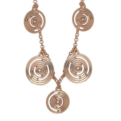 Collana lunga placcata oro rosa con charms concentrici