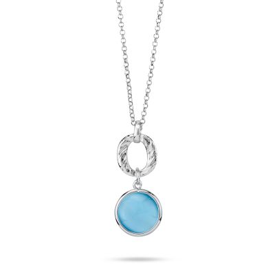 XGR736A Collana con cristallo pendente di colore celeste