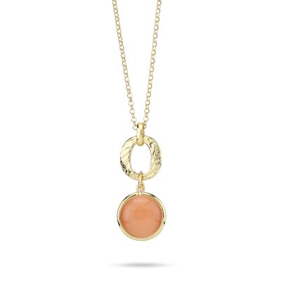 XGR736DO Collana placcata oro giallo con cristallo pendente di colore  arancio scuro