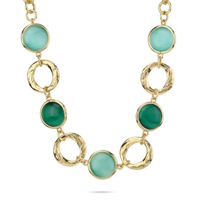 XGR737DT Collana placcata oro giallo con cristalli di colore verde acqua e verde scuro