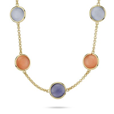 XGR740DF Collana placcata oro giallo con cristalli grigio, arancio scuro e viola scuro