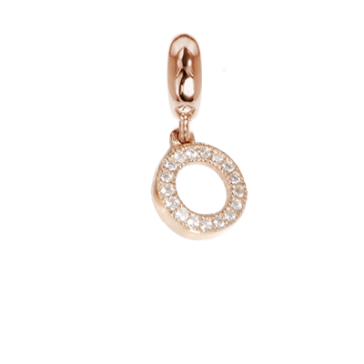 Charm rosato a forma di cerchio con zirconi