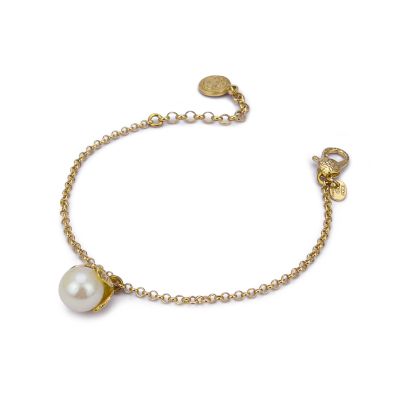 Bracciale color oro con perla naturale