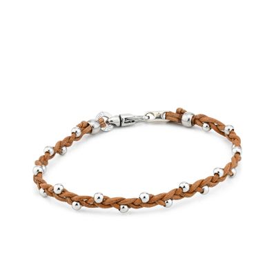 MBR221M Leather bracelet with spherical inserts