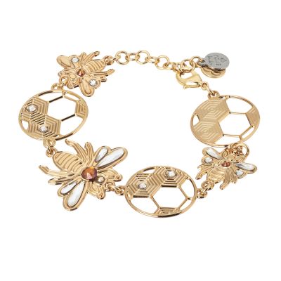 Semi-rigid bracelet with bees and honeycombs