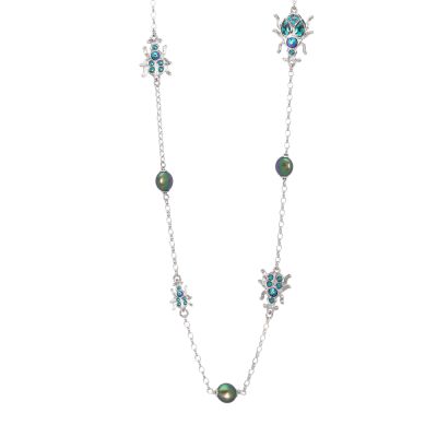 Long necklace with scarabs and  pearls