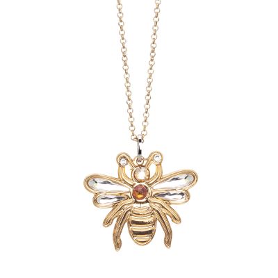 Necklace with pendant bee and  crystals