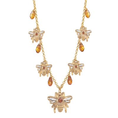 Necklace with bees and  crystals